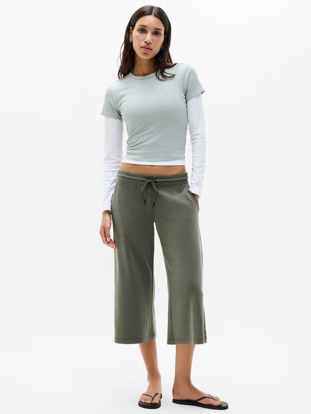 Athleta Seasoft Wide Crop Pant Jungle Green #1174528